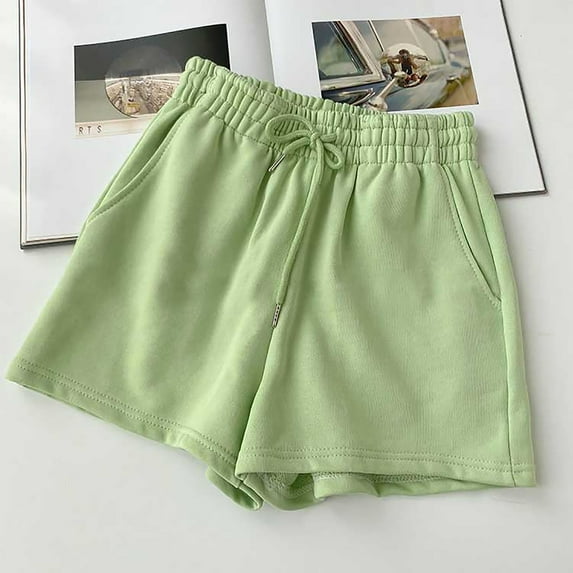 Lolmot Womens Sweat Shorts Casual Summer Athletic Shorts Elastic Drawstring Solid Comfy Shorts High Waist Shorts Gym Running Shorts