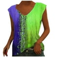 thumbnail image 1 of Lolmot Womens Tank Tops Plus Size Sleeveless Shirt Loose Casual Workout Tees Print V Neck Crop Tops Blouse Summer Vest, 1 of 5