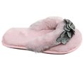 thumbnail image 1 of Lolmot Womens Winter Fuzzy Cute Flower Thong Flip Flops Beach Clip Toe Slide Anti-Slip Casual Open Toe Platform Slippers House Slippers, 1 of 1