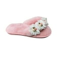thumbnail image 1 of Lolmot Womens Winter Fuzzy Cute Flower Thong Flip Flops Beach Clip Toe Slide Anti-Slip Casual Open Toe Platform Slippers House Slippers, 1 of 5