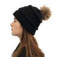 thumbnail image 1 of Lolmot Womens Winter Knitted Beanie Hat with Faux Fur Pompom Warm Cable Knit Skull Cap, 1 of 3
