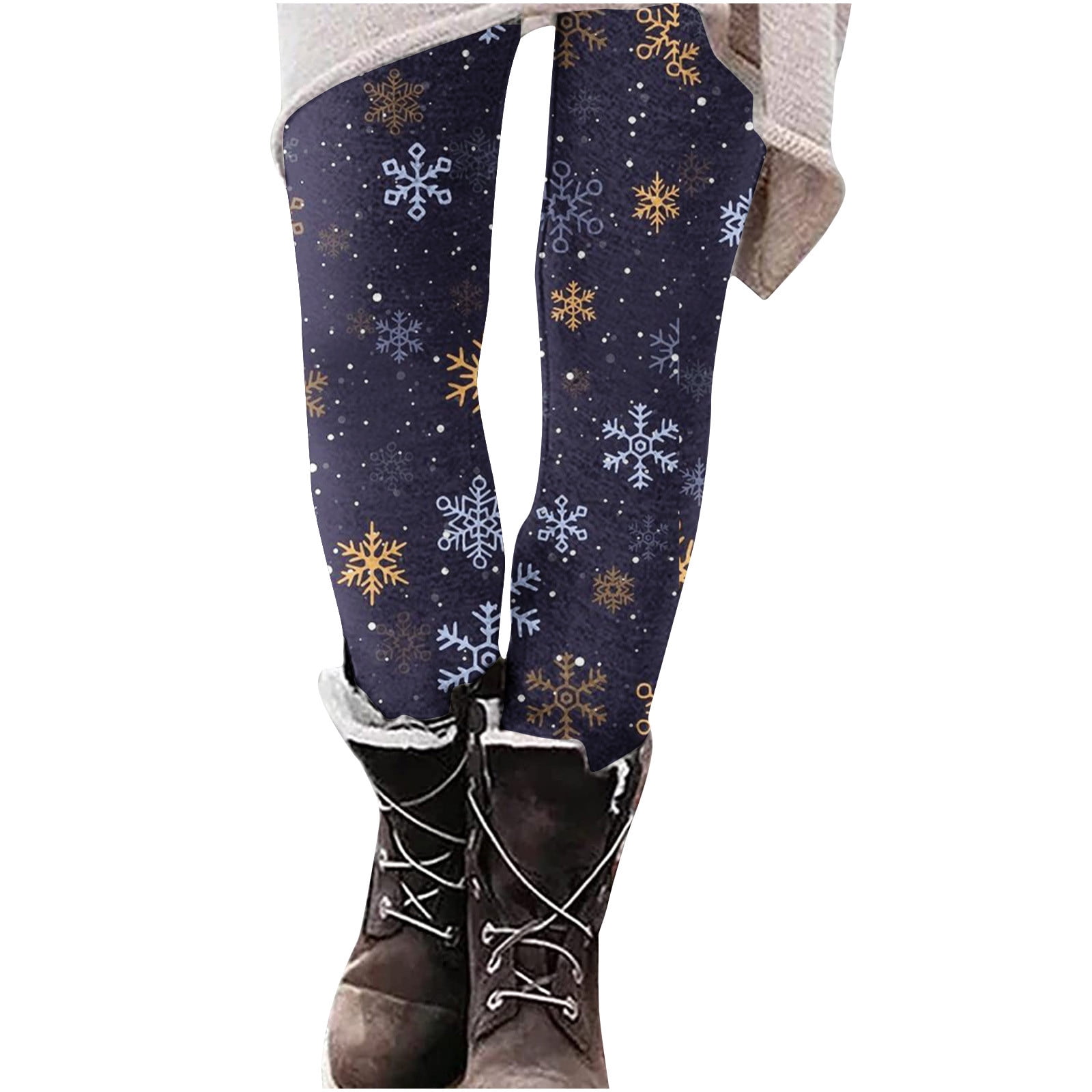 Lolmot Workout Leggings for Women Christmas Snowflake Plaid Print Ankle Length Tights Lightweight High Waist Stretchy Running Jogging Pants Winter