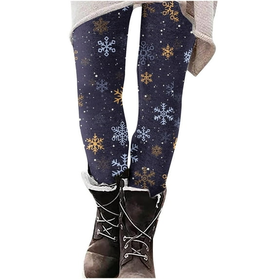 Lolmot Workout Leggings for Women Christmas Snowflake Plaid Print Ankle-Length Tights Lightweight High Waist Stretchy Running Jogging Pants Winter Warm Plush Yoga Pants