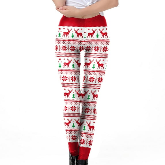 Lolmot Workout Leggings for Women Funny 3D Printed Ugly Christmas Leggings Santa Claus Stripes Print Holiday High Waist Slim Fit Xmas Tights Pants
