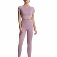 thumbnail image 1 of Lolmot Workout Sets for Women Yoga Outfit Seamless Workout Outfits Ribbed Sport Short Sleeve Crop Top High Waist Exercise Leggings Running Gym Yoga Sets, 1 of 3