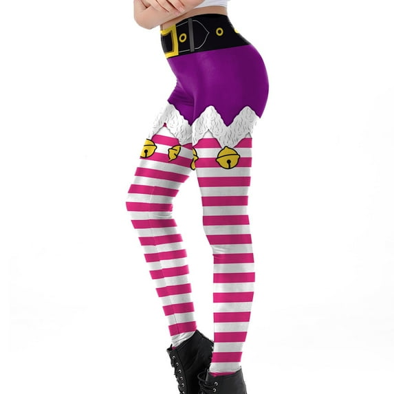 Up to 65 off!Lolmot Yoga Pants Women Santa Stripe Print Leggings for Christmas Women High Waist Tights Workout Running Leggings Trousers