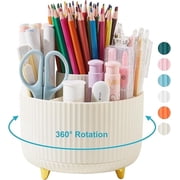 Lolocor Desk Pencil Pen Holder, 360 Degree Spinning, Beige, 5 Count