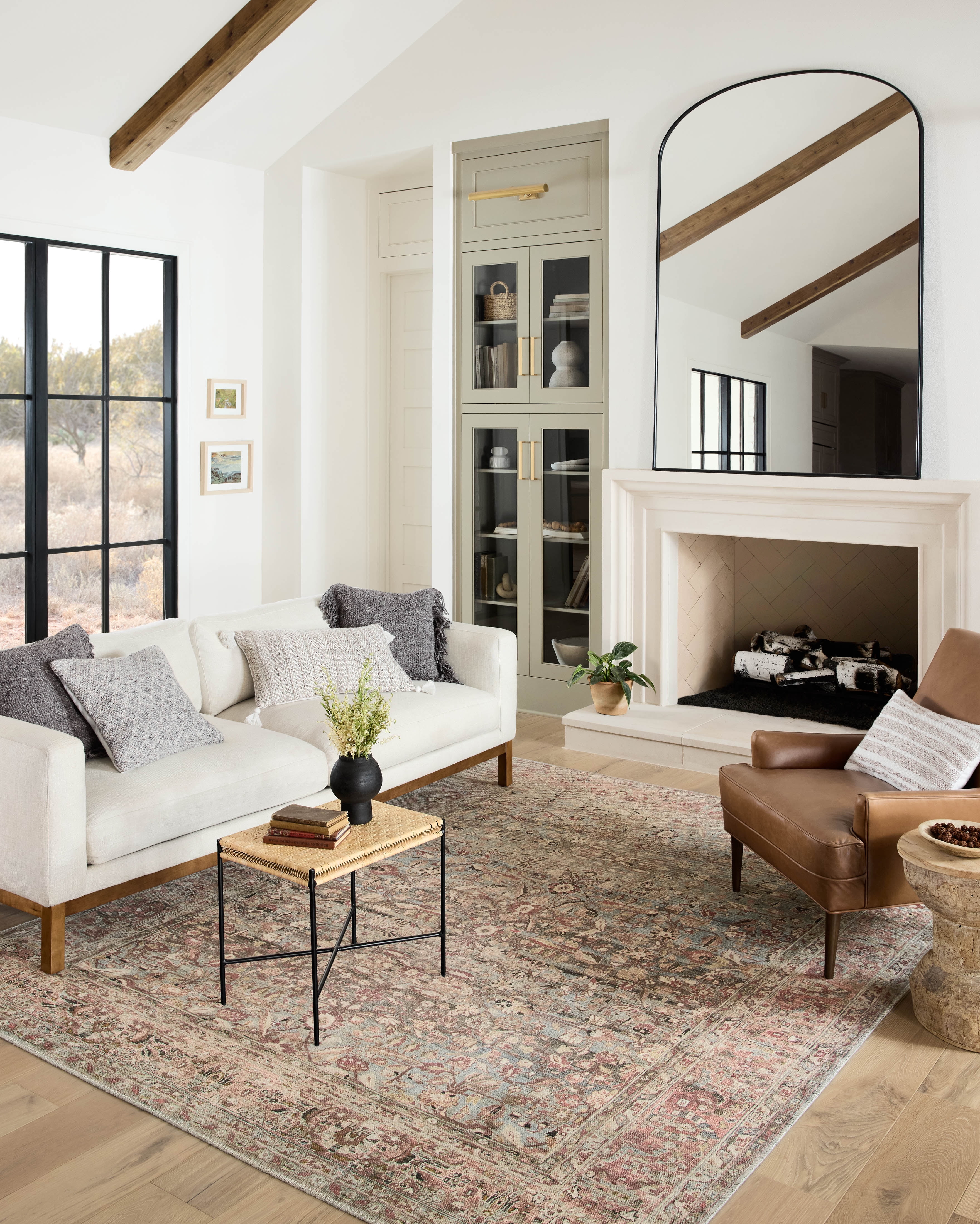 Adrian Blue and Clay Hand-knotted Synthetic Rug