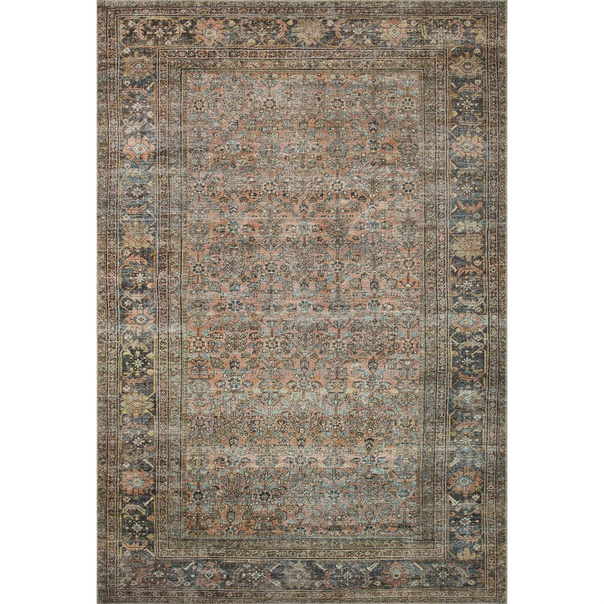 Adrian Terracotta and Charcoal Polyester Oriental Rug