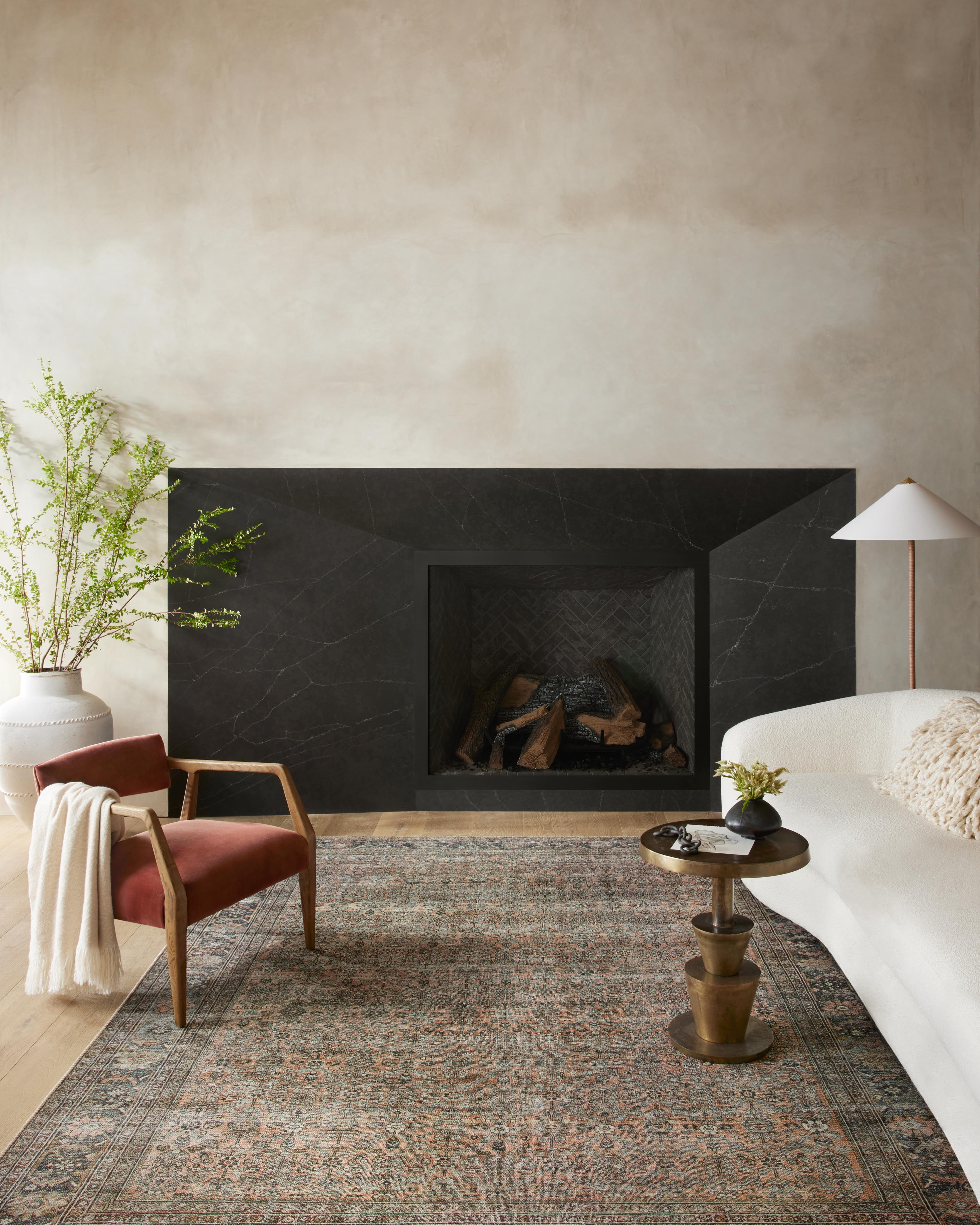Adrian Terracotta and Charcoal Polyester Oriental Rug