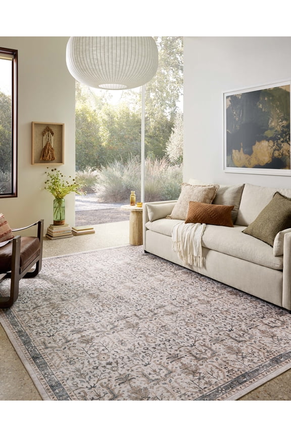 Machine Washable Runner Rug 2x5, Loloi Anniston Ivory / Stone (2' x 5')