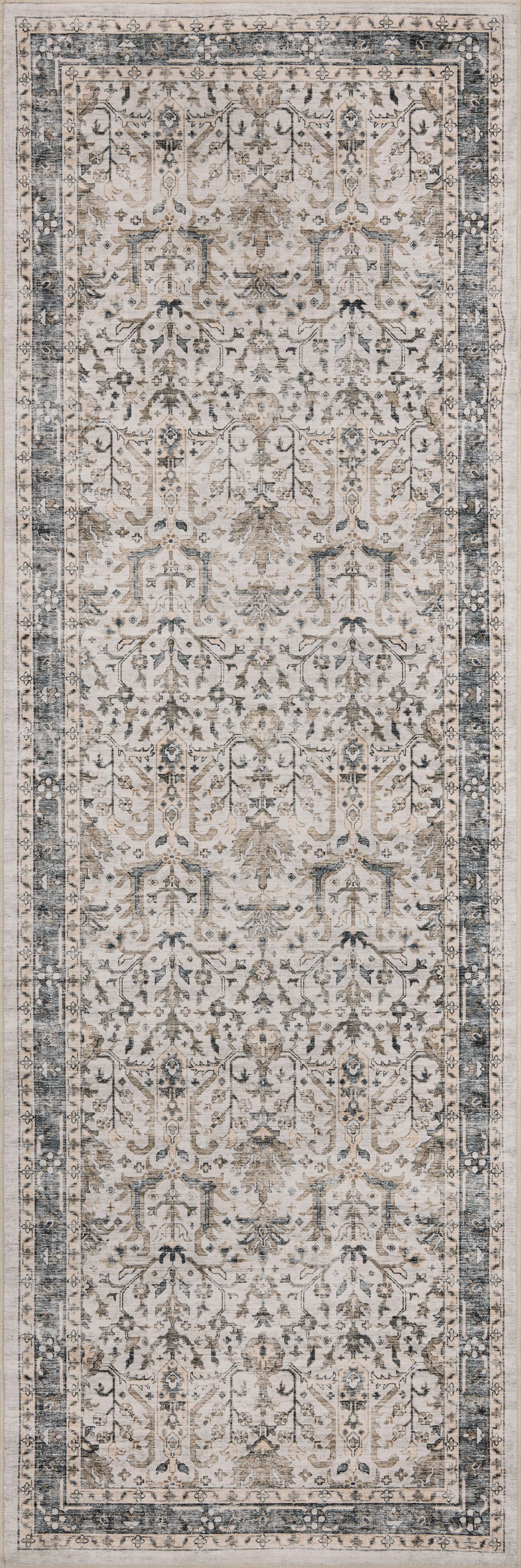 Machine Washable Runner Rug 2x8, Loloi Anniston Ivory / Stone (2'6" x 7'6")