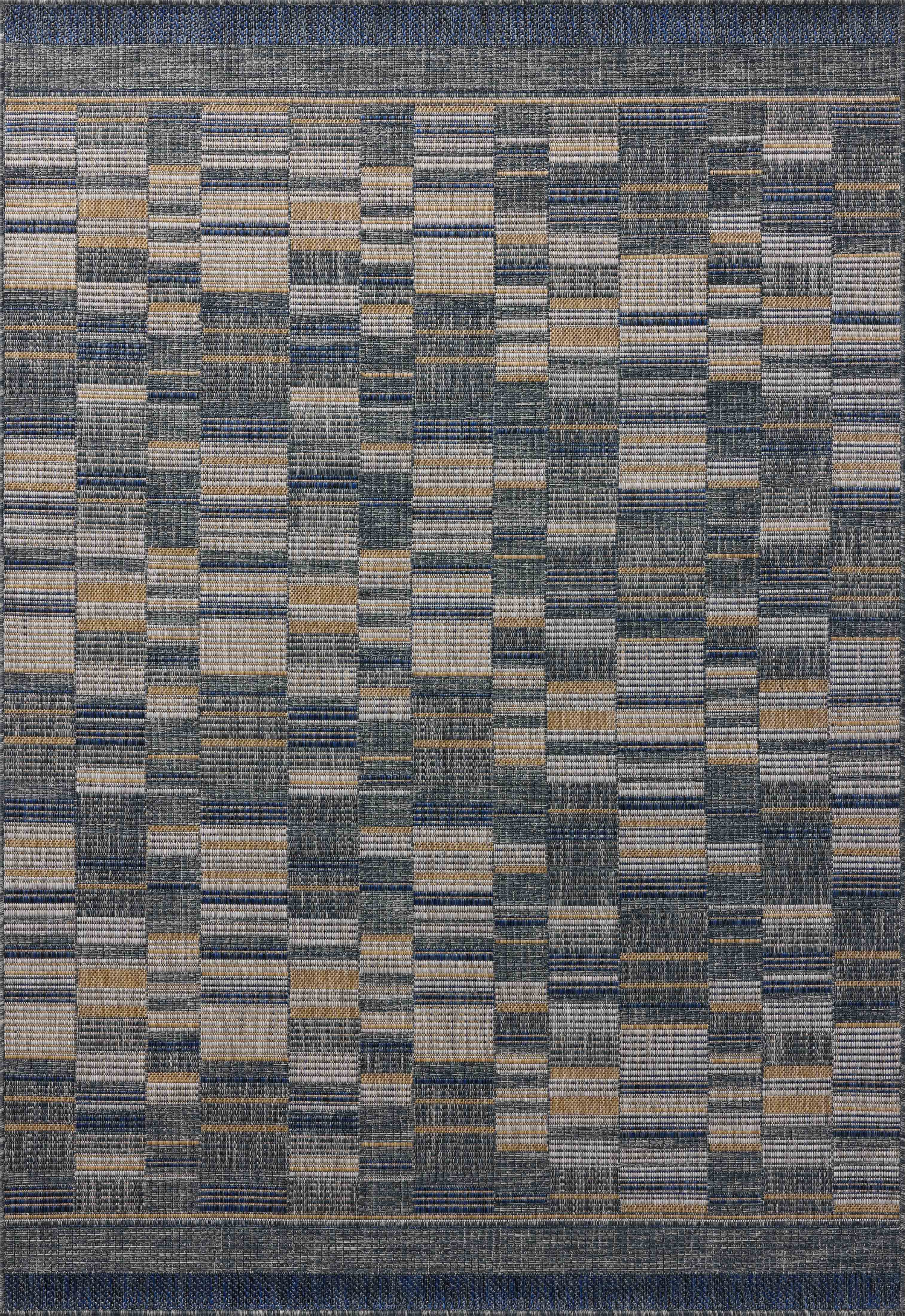 Loloi Birch Denim / Gold 18" x 18" Indoor/Outdoor Sample Rug