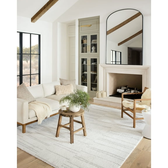 Loloi Bliss Shag White / Grey 18" x 18" Sample Area Rug