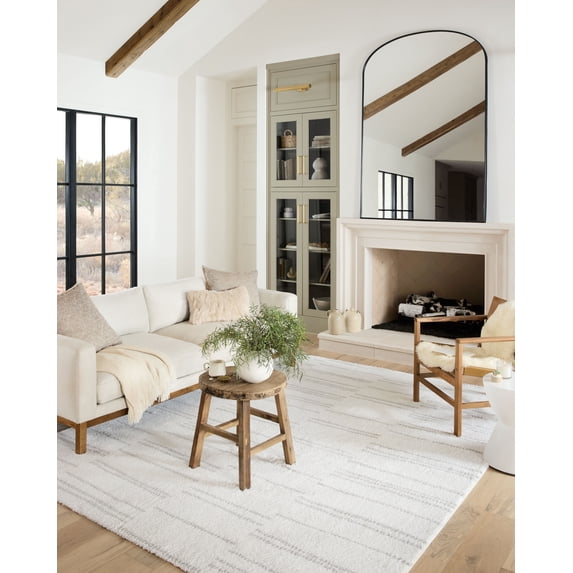 Loloi Bliss Shag White / Grey 3'11" X 6' Area Rug