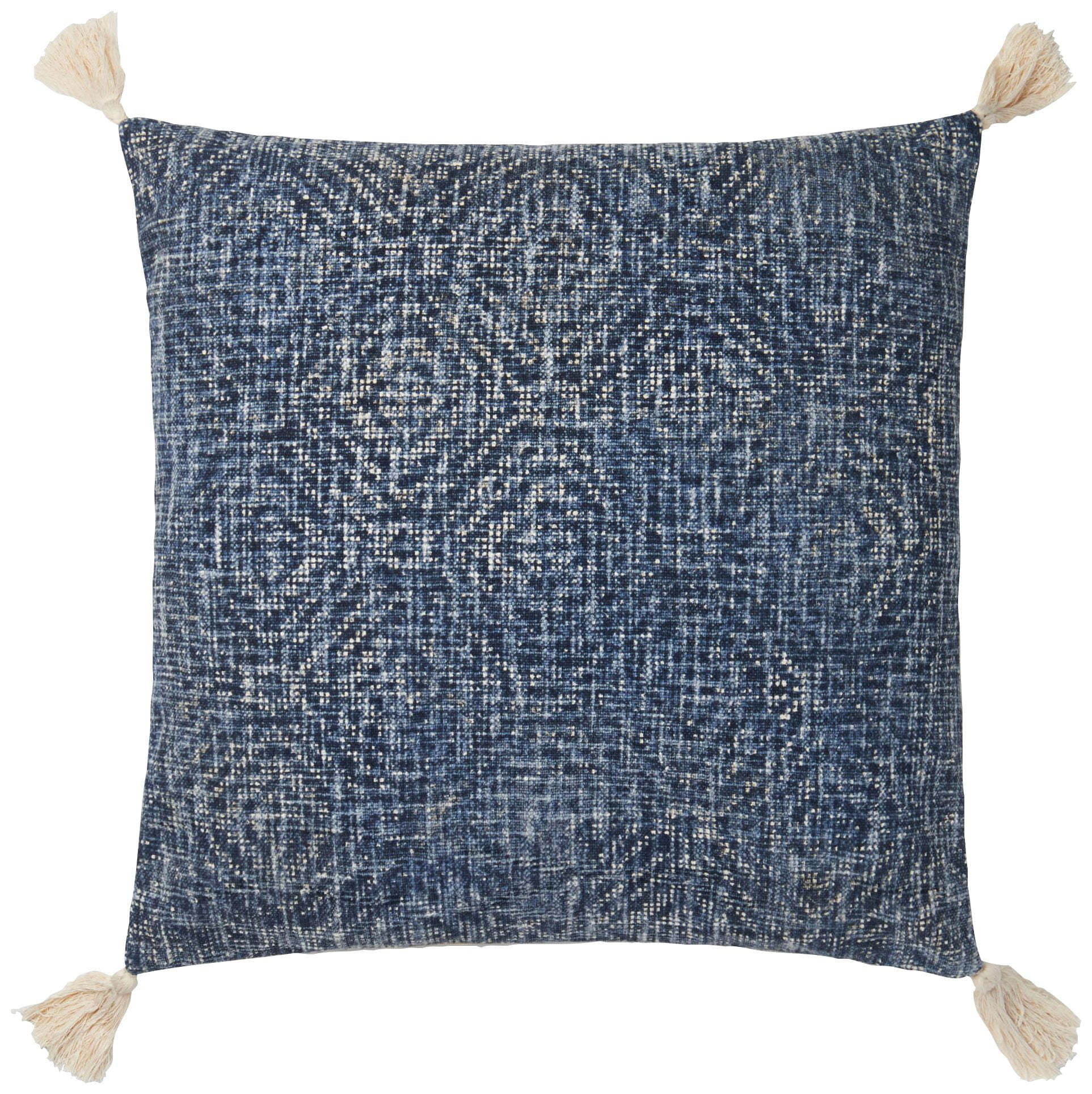 Blue Embroidered Cotton Square Kids Pillow Cover