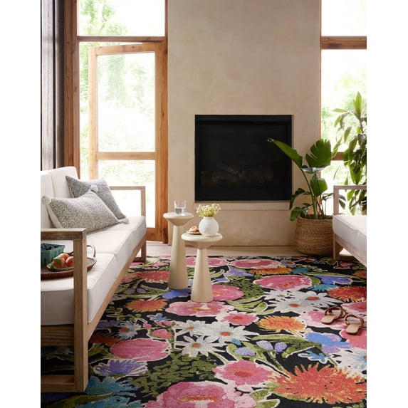Loloi Botanical Black / Multi 6'-7" x 9'-4" Area Rug