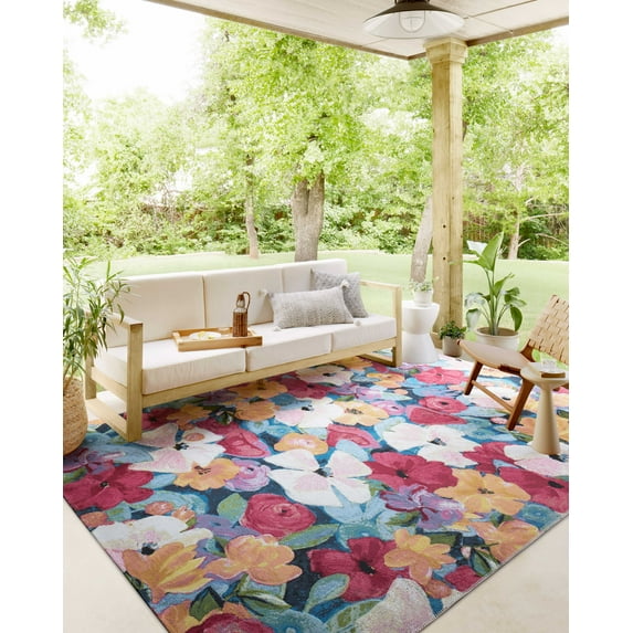 Loloi Botanical Navy / Multi 2'-5" x 7'-8" Area Rug