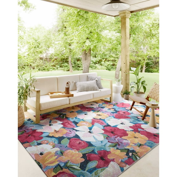 Loloi Botanical Navy / Multi 3'-3" x 3'-3" Round Area Rug