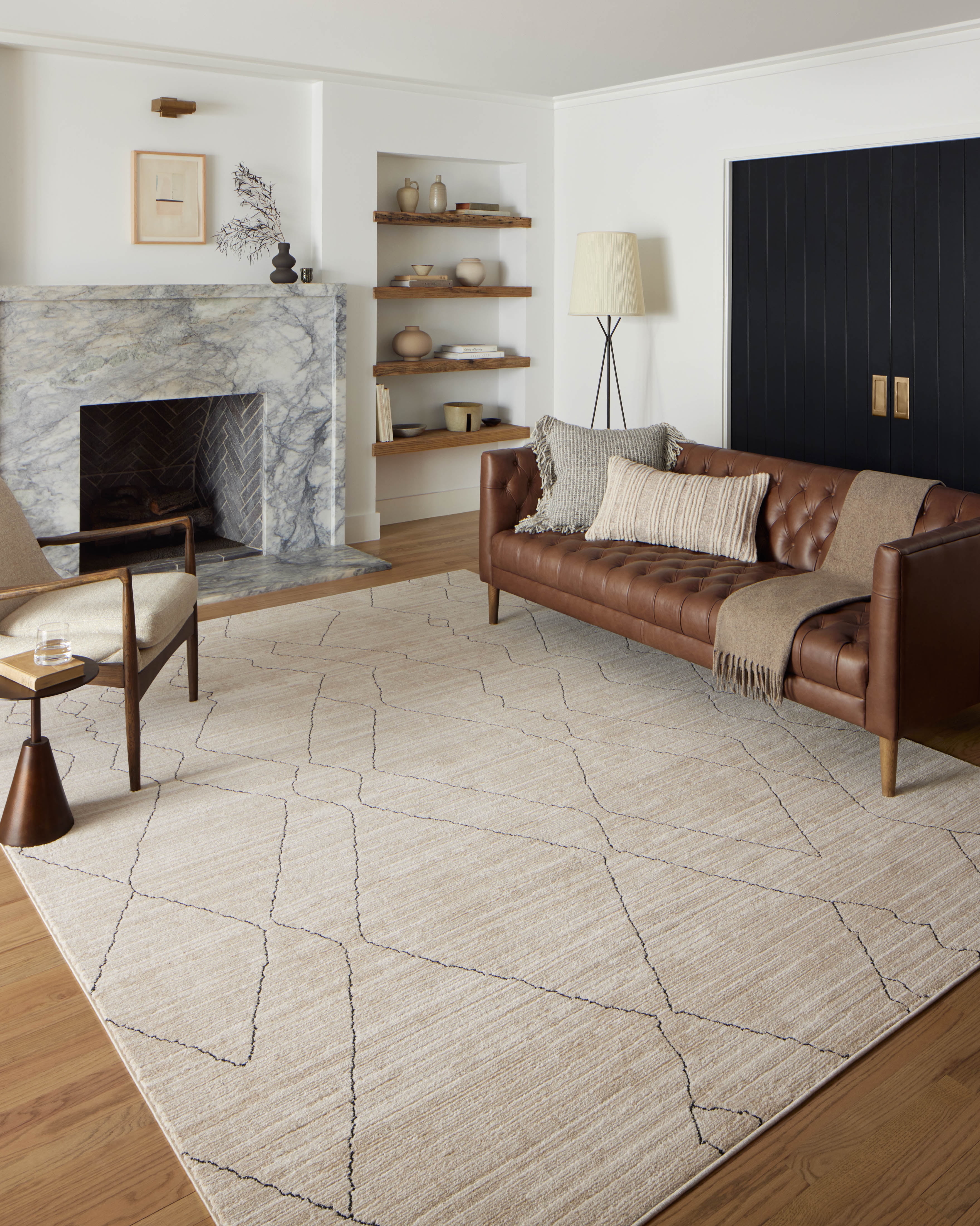 Loloi Darby Sand / Charcoal 2'-7" x 12'-0" Runner Rug