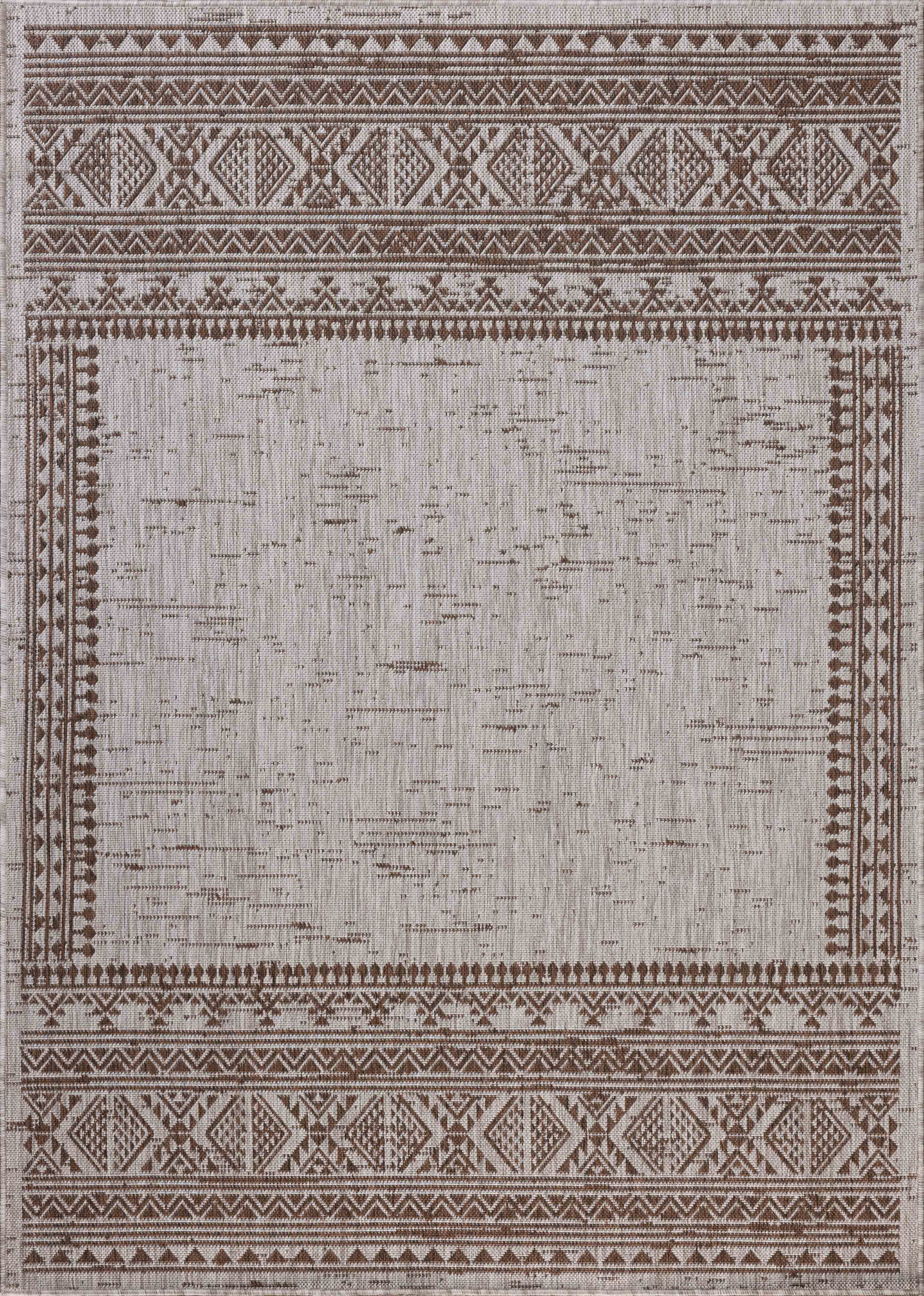 Indoor Outdoor Rug 5x8, Reversible, Loloi Easton Coffee / Dove (5'3" x 7'6")