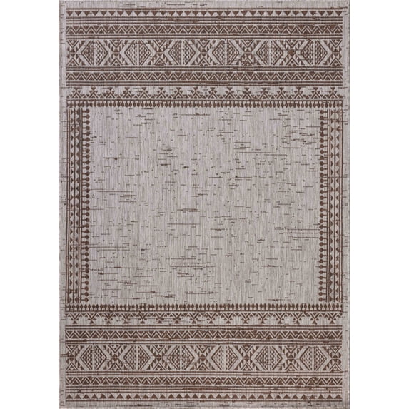 Indoor Outdoor Rug 7x9, Reversible, Loloi Easton Coffee / Dove (6'7" x 9'4")