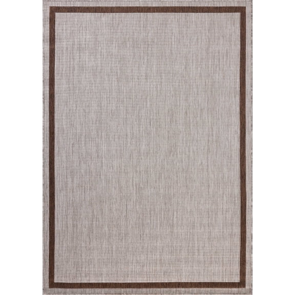 Indoor Outdoor Rug 5x8, Reversible, Loloi Easton Dove / Coffee (5'3" x 7'6")