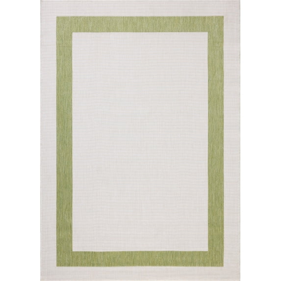 Indoor Outdoor Rug 8x10, Reversible, Loloi Easton Green / Ivory (7'10" x 10')