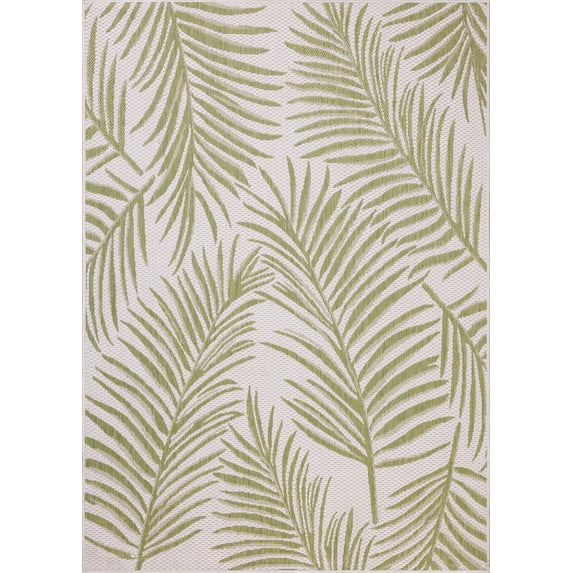 Indoor Outdoor Rug 8x10, Reversible, Loloi Easton Ivory / Green (7'10" x 10')