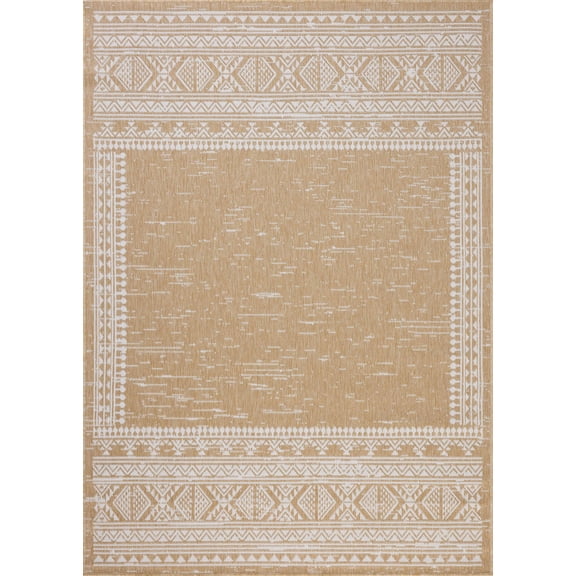 Indoor Outdoor Rug 2x4, Reversible, Loloi Easton Ivory / Wheat (2'3" x 3'9")