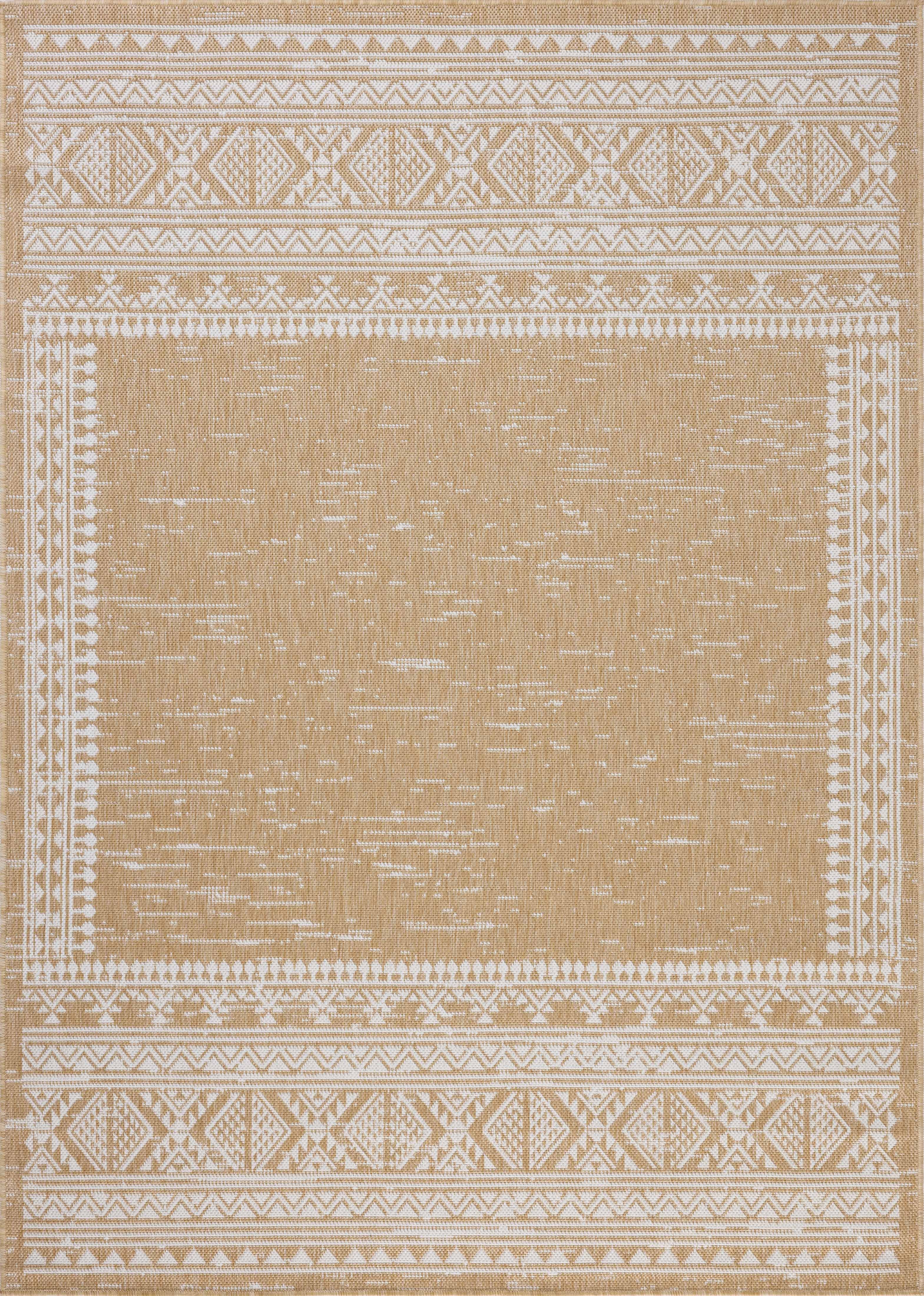 Indoor Outdoor Rug 8x10, Reversible, Loloi Easton Ivory / Wheat (7'10" x 10')