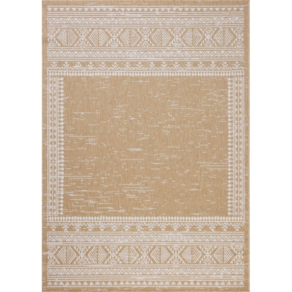 Indoor Outdoor Rug 9x12, Reversible, Loloi Easton Ivory / Wheat (8'6" x 11'6")