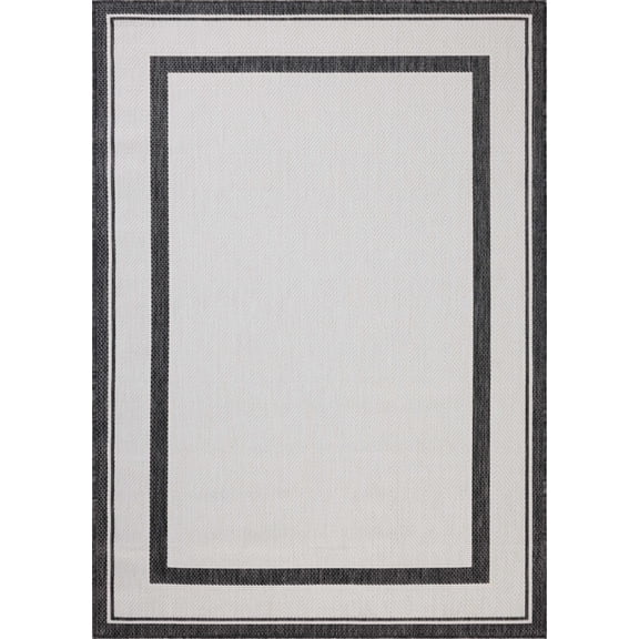 Indoor Outdoor Rug 2x4, Reversible, Loloi Easton Onyx / Ivory (2'3" x 3'9")