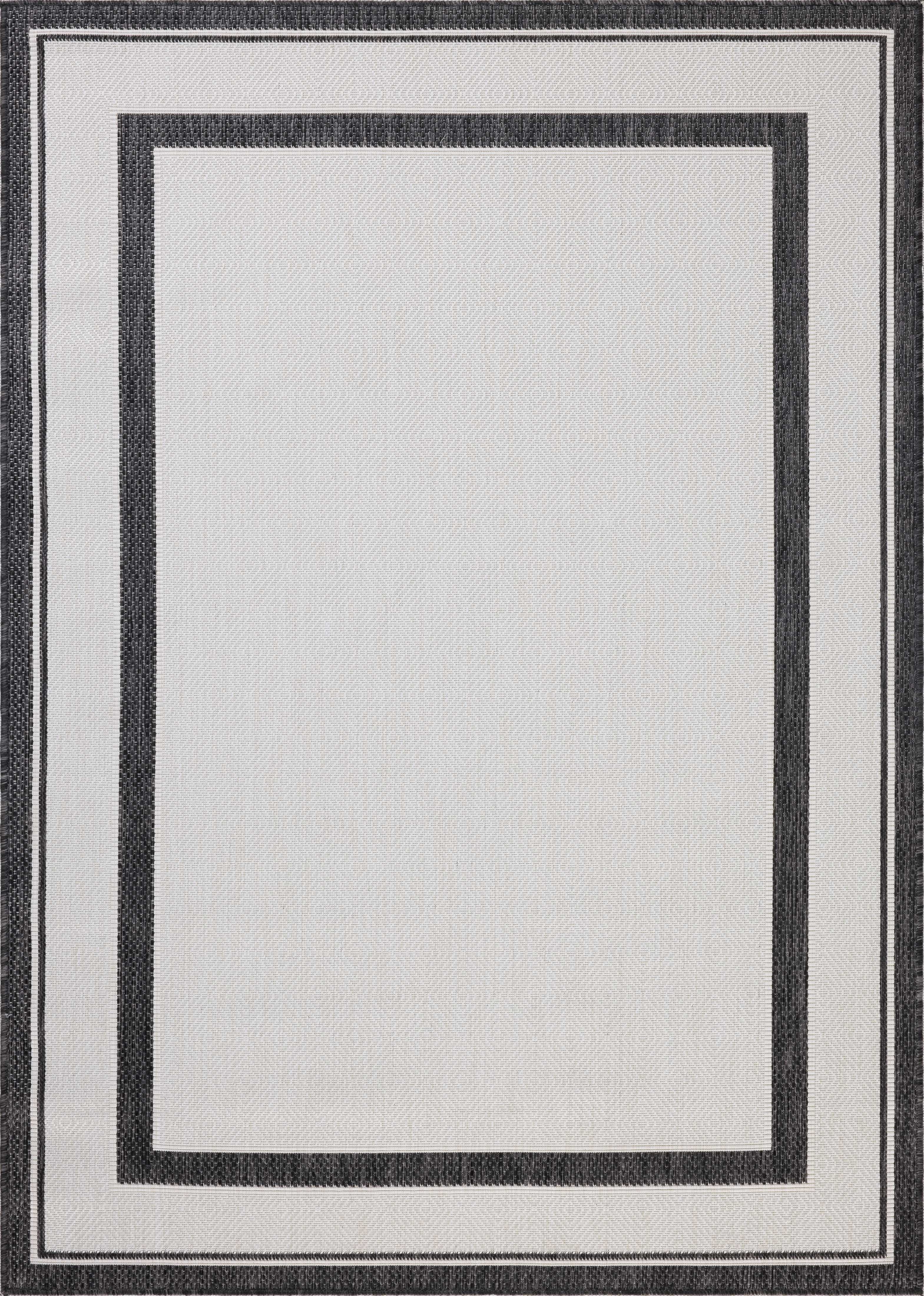 Indoor Outdoor Rug 8x10, Reversible, Loloi Easton Onyx / Ivory (7'10" x 10')