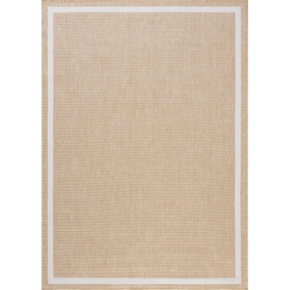 Indoor Outdoor Rug 8x10, Reversible, Loloi Easton Wheat / Ivory (7'10" x 10')