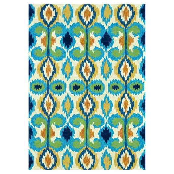 Loloi Enzo Ikat EZ03 Indoor/Outdoor Area Rug - Ivory/Blue