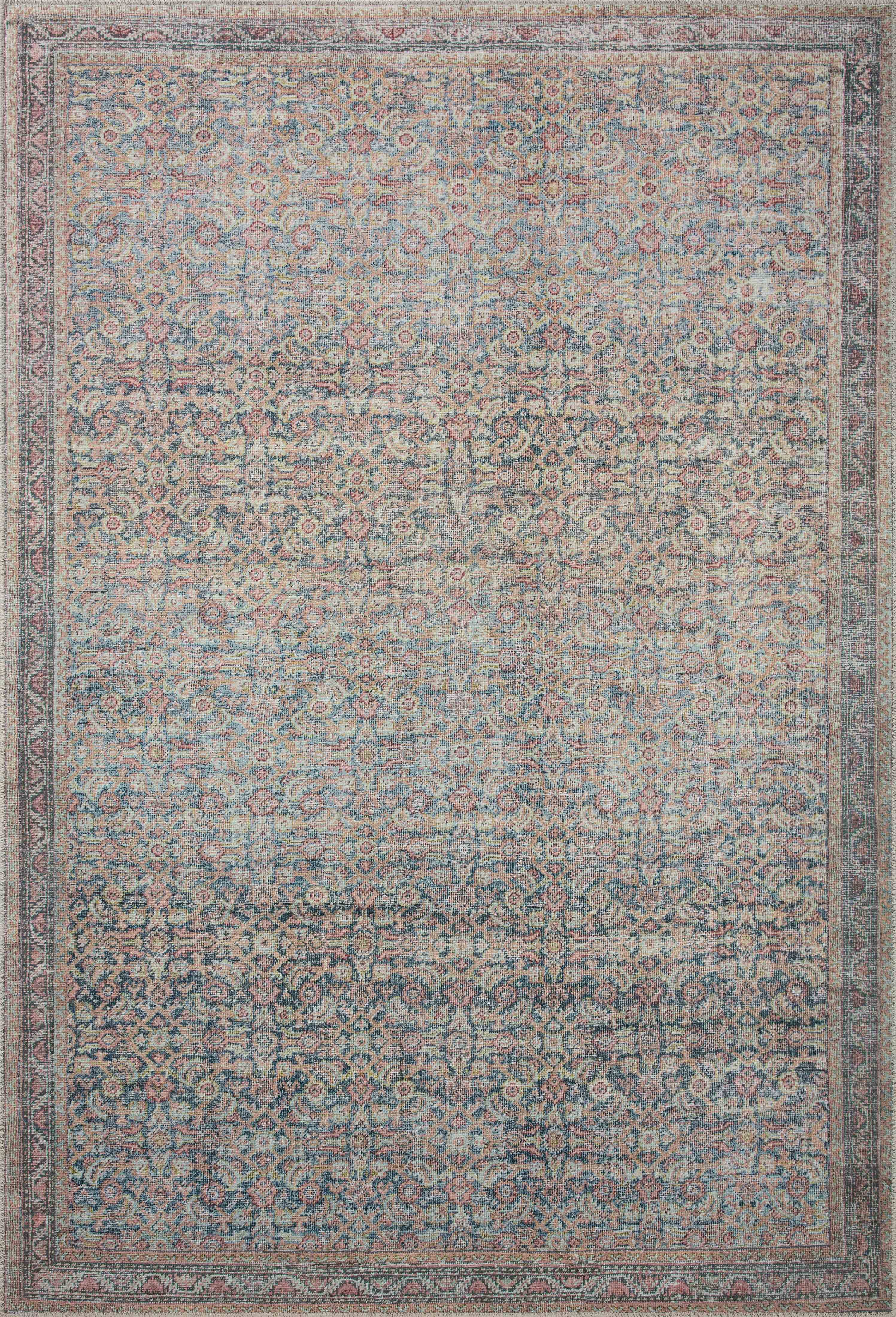 Loloi Adrian Area Rug, Vintage-Inspired Power Loomed Denim Multi, 5' x 7'