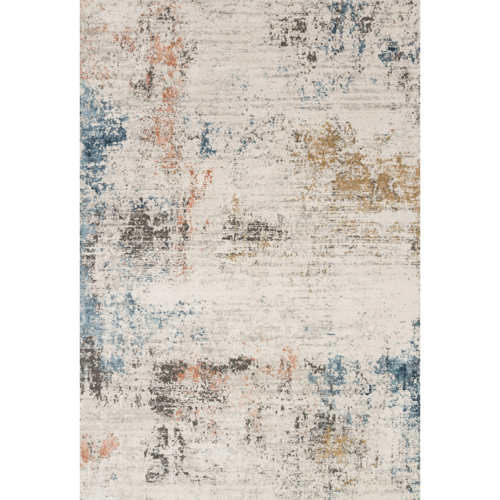Ivory Abstract Easy-Care Synthetic Rectangular Rug