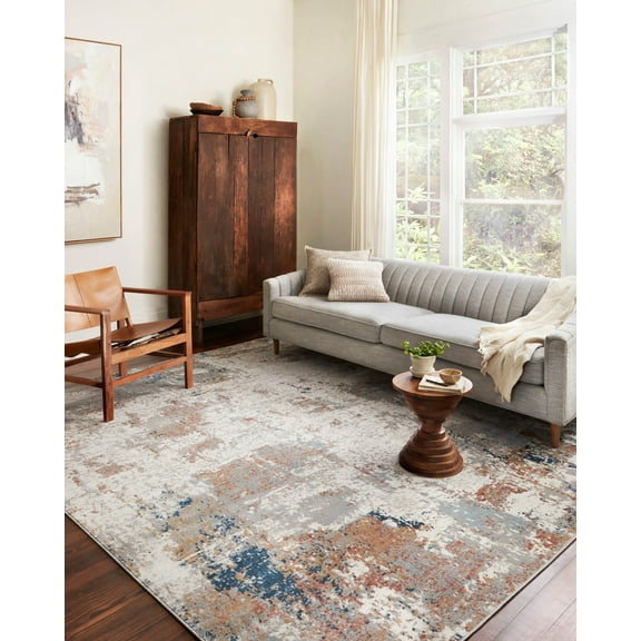 Loloi II Bianca Collection BIA-03 Ivory / Multi, Abstract Area Rug 5'-3" x 7'-6"