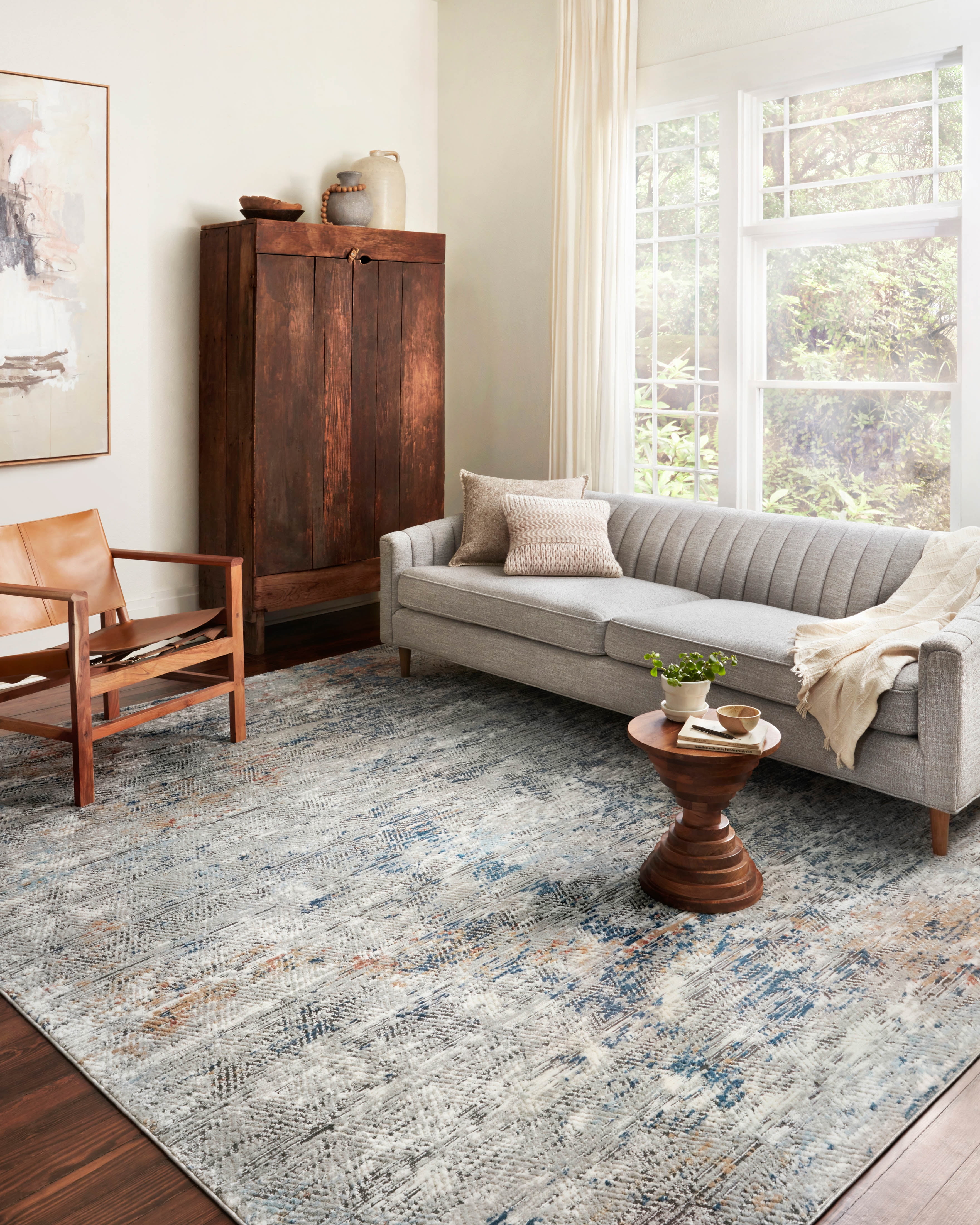 Bianca Gray and Multi-Color Stain-Resistant Area Rug
