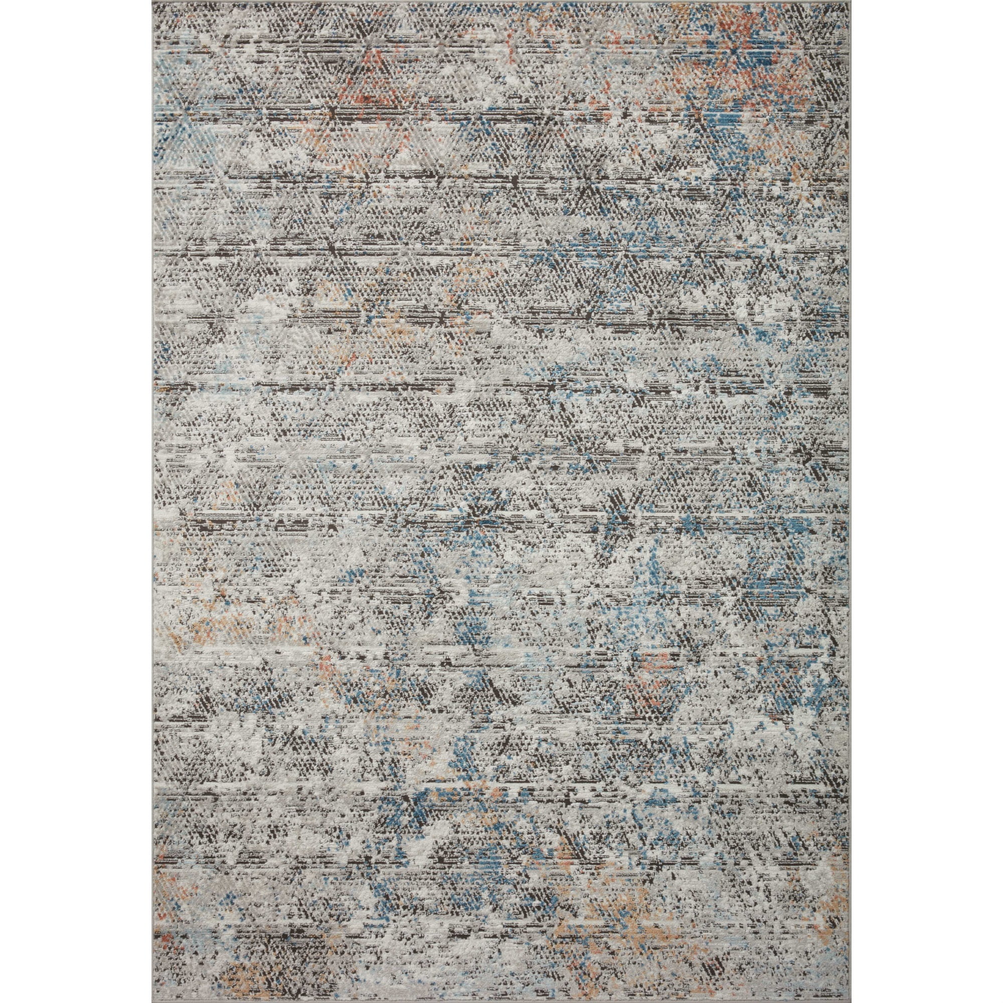Elegant Grey and Multicolor Abstract Wool-Blend Area Rug 9'9" x 13'6"