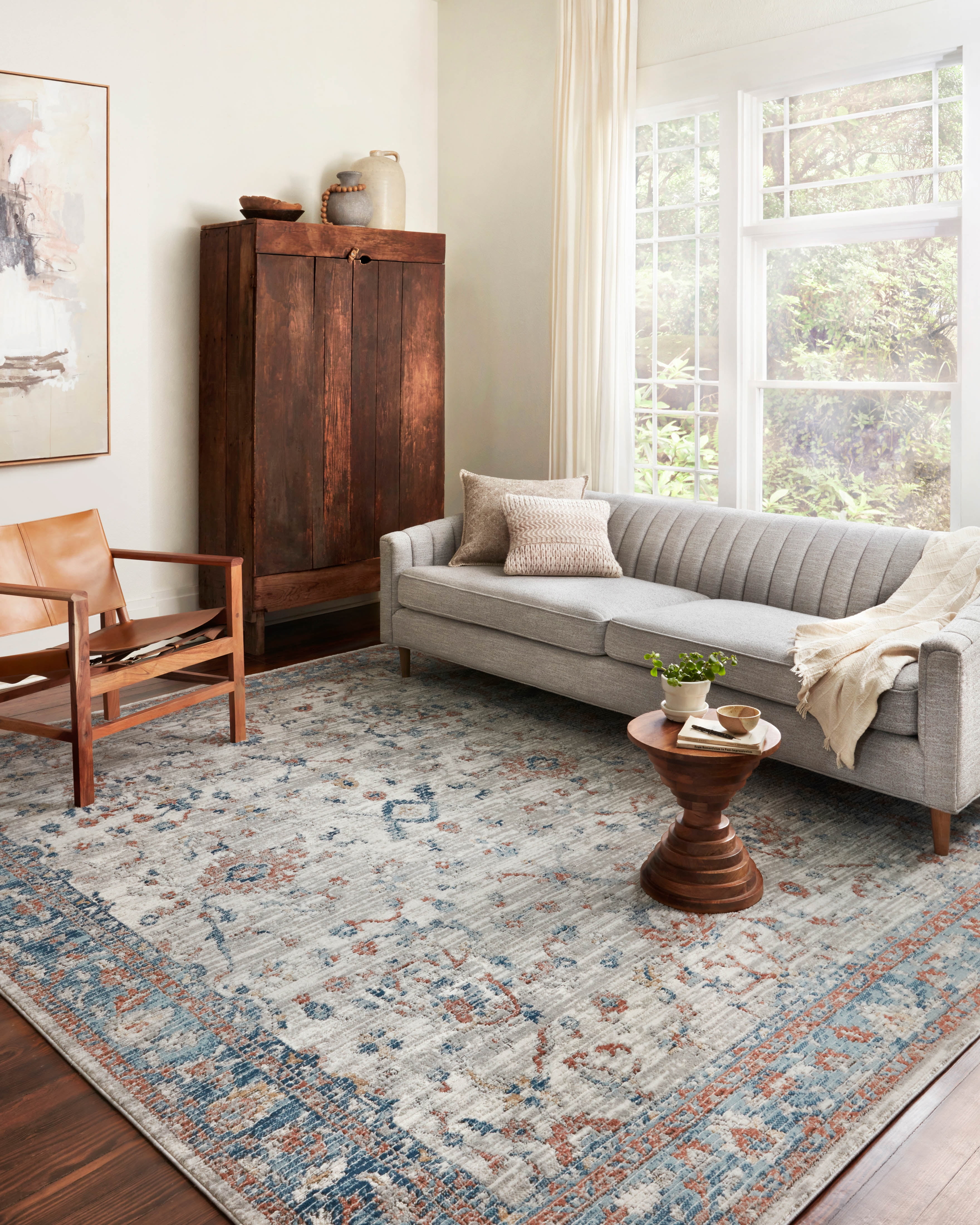 Loloi II Bianca Collection BIA-05 Dove / Multi, Traditional Area Rug 6'-7" x 9'-2"