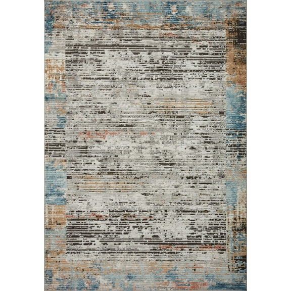 Loloi II Bianca Collection BIA-07 Ash / Multi, Abstract Area Rug 18" x 18" Sample Swatch