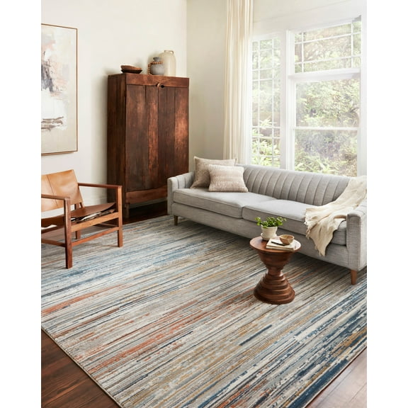 Loloi Bianca Collection BIA-08 Pebble / Multi, Abstract Area Rug 5'-3" x 7'-6"