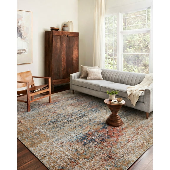 Loloi II Bianca Collection BIA-09 Ocean / Spice, Abstract Area Rug 3'-4" x 5'-7"