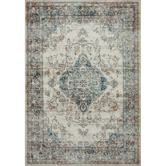 Loloi Bianca Collection BIA-10 Ivory / Ocean, Abstract Area Rug 2'-8" x 4'