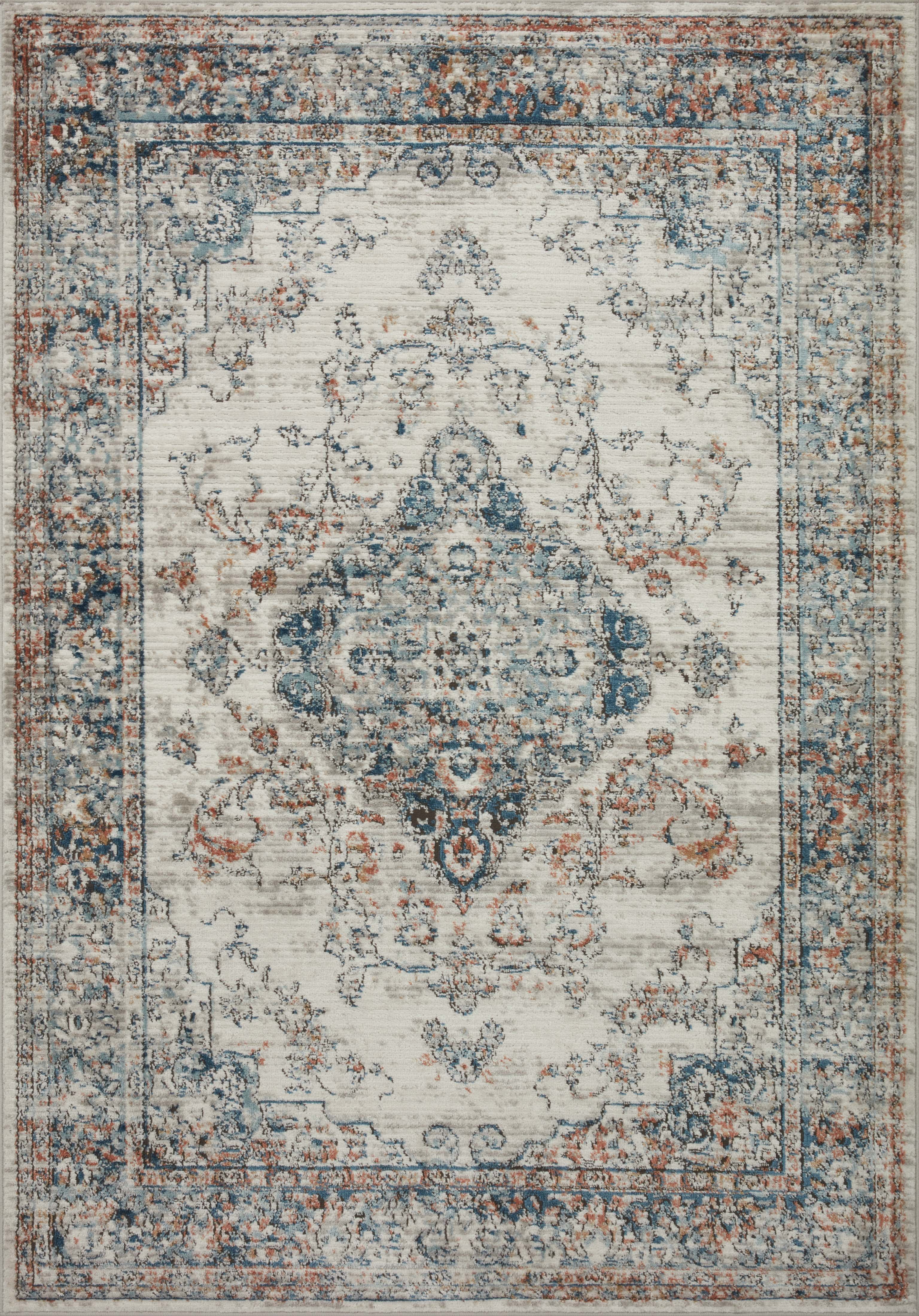 Bianca Ivory and Ocean Synthetic Abstract Area Rug 7'-11" x 10'-6"