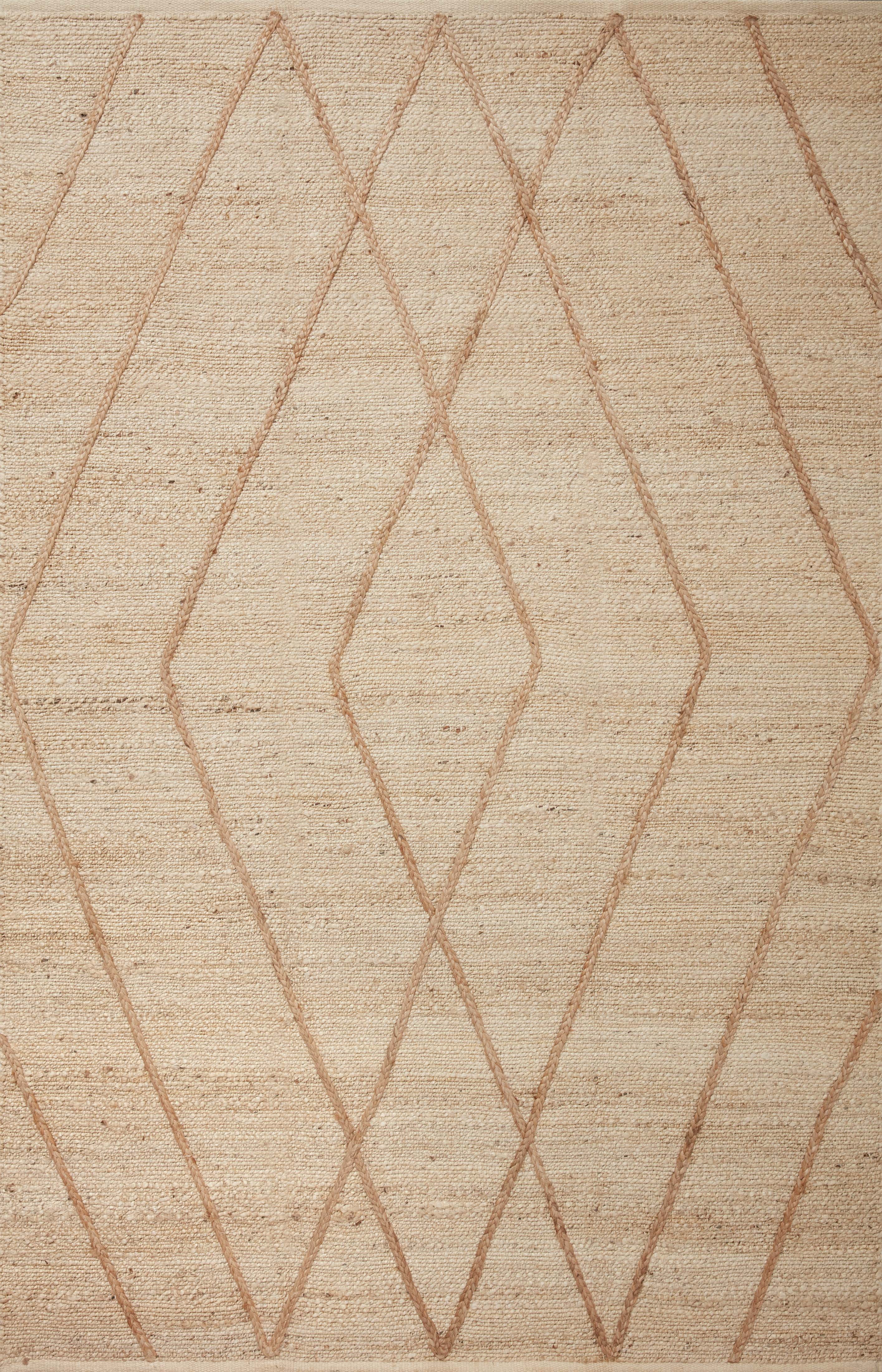 Ivory and Natural Braided Geometric Handmade Jute Area Rug