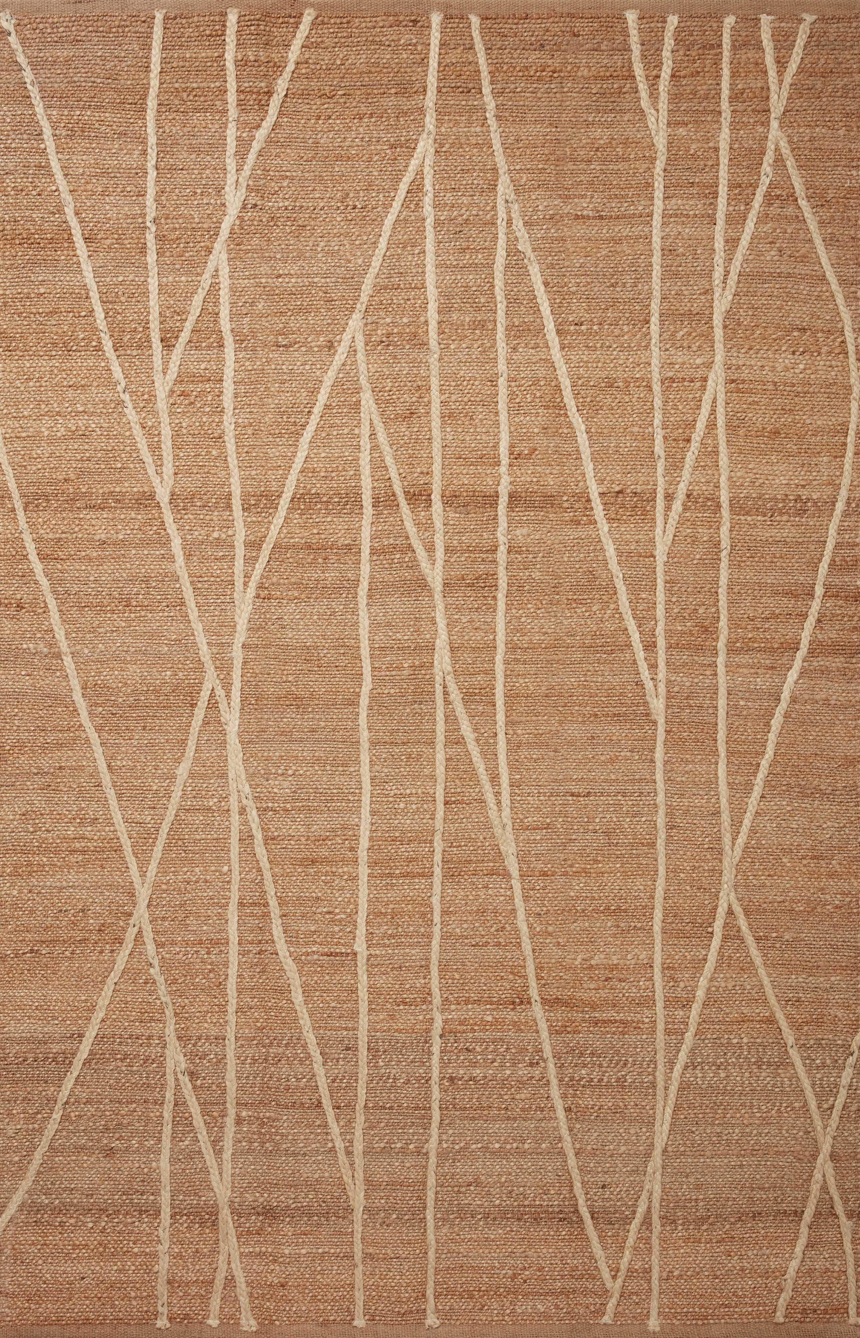 Ivory and Natural Braided Geometric Handmade Jute Rug 5' x 7'