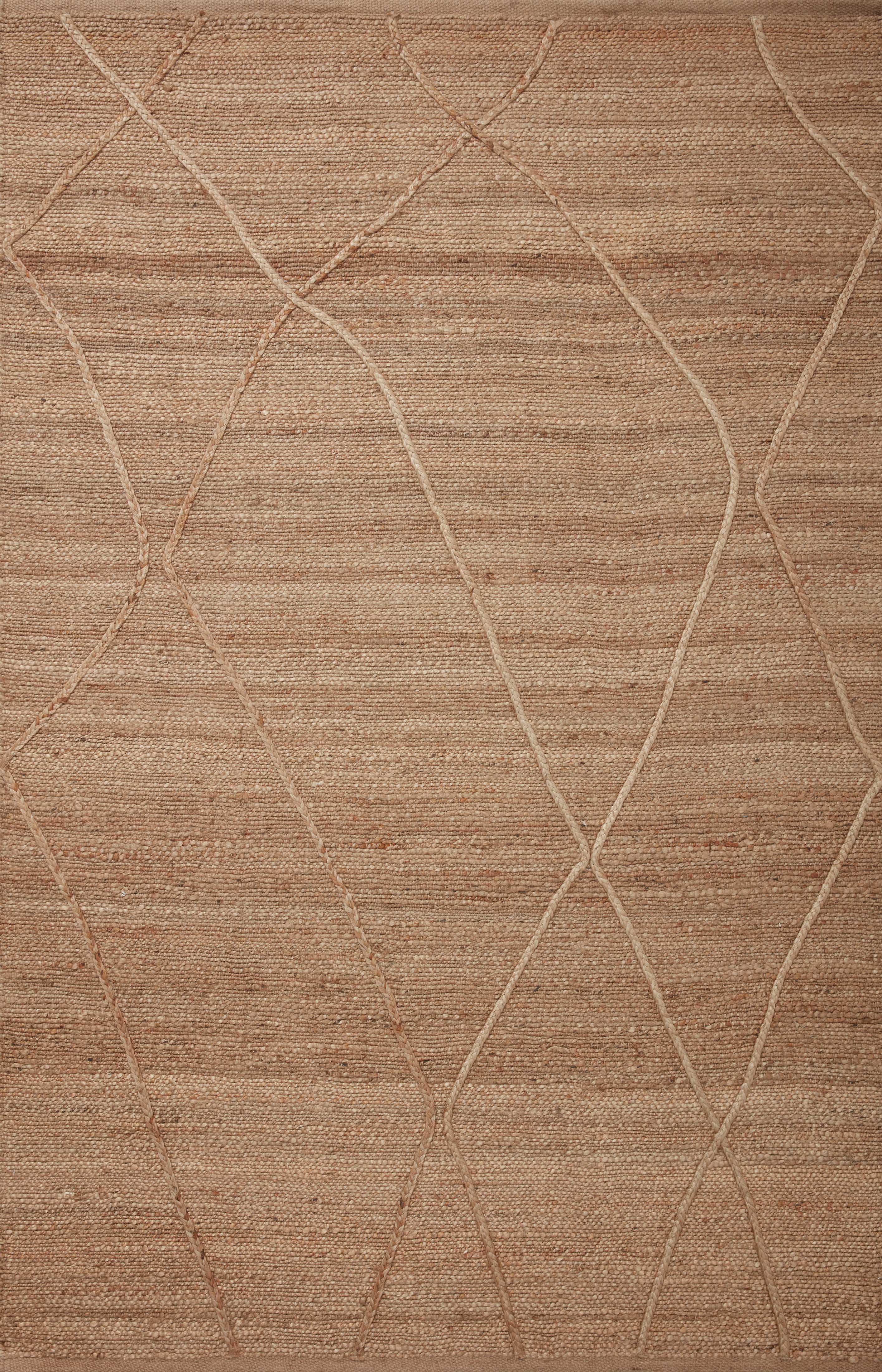Natural Jute Geometric Braided Handmade Rectangular Rug 5' x 7'